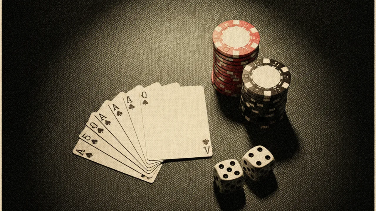 Oyun kartları, casino çipleri ve zar