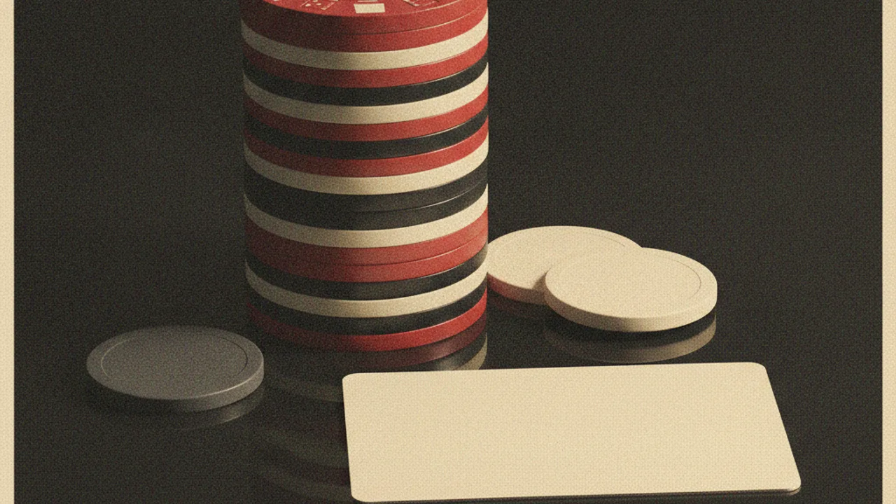 Casino çip yığını, boş banka kartı ve jetonlar